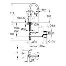 Змішувач для раковини L-розміру Grohe Eurosmart (23537002)