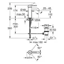 Смеситель для раковины Grohe Essence S-Size (цвет - тёмный графит, матовый), с донным клапаном (23589AL1) фото 3 Aquada.com.ua