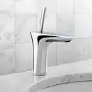 Смеситель для раковины, однорычажный Hansgrohe PuraVida (цвет - хром), с донным клапаном Push-Open (15070000) фото 3 Aquada.com.ua