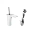 Набор для биде Hansgrohe PuraVida (цвет - хром/белый), с донным клапаном Push-Open (15275400) фото 1 Aquada.com.ua