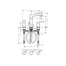 Смеситель для раковины на 3 отверстия Hansgrohe Metropol Classic (цвет - хром/золото), с донным клапаном (31305090) фото 3 Aquada.com.ua