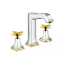 Смеситель для раковины на 3 отверстия Hansgrohe Metropol Classic (цвет - хром/золото), с донным клапаном (31307090) фото 1 Aquada.com.ua