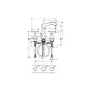 Смеситель для раковины на 3 отверстия Hansgrohe Metropol Classic (цвет - хром/золото), с донным клапаном (31307090) фото 3 Aquada.com.ua