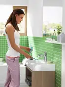 Смеситель для раковины Hansgrohe Novus (цвет - хром), с донным клапаном (71030000) фото 3 Aquada.com.ua