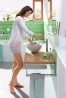 Смеситель для раковины высокий Hansgrohe Novus (цвет - хром), с донным клапаном (71123000) фото 2 Aquada.com.ua