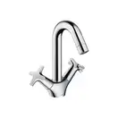 Смеситель для раковины, двухвентильный Hansgrohe Logis (цвет - хром), с донным клапном (71270000) фото 1 Aquada.com.ua