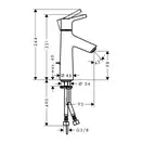 Смеситель для раковины, однорычажный Hansgrohe Talis S (цвет - хром), с донным клапаном (72021000) фото 2 Aquada.com.ua