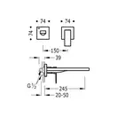 Смеситель для раковины со стены TRES Cuadro 245 mm хром (00620011)