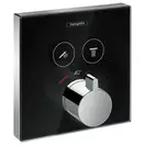 HANSGROHE ShowerSelect Термостат  для двух потребителей, стеклянный, СМ черный/хром (15738600) фото 1 Aquada.com.ua