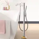 Смеситель для ванны однорычажный, напольный Hansgrohe Metropol Classic (цвет - хром/золото) (31445090) фото 3 Aquada.com.ua