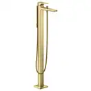 Смеситель для ванны напольный Hansgrohe Metropol (цвет - полированное золото), с душевым гарнитуром (32532990) фото 1 Aquada.com.ua