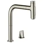 Смеситель для кухни Hansgrohe Metris Select 200 2jet (цвет - сталь), с вытяжным душем (73819800)