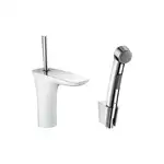 Набор для биде Hansgrohe PuraVida (цвет - хром/белый), с донным клапаном Push-Open (15275400)