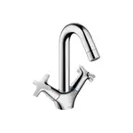 Смеситель для раковины, двухвентильный Hansgrohe Logis (цвет - хром), с донным клапном (71270000)