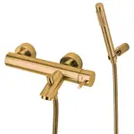 Смеситель для ванны Paffoni Light (цвет - матовое золото), с ручным душем (LIG023HGSP)