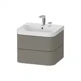 Тумба подвесная с раковиной c-shaped Duravit Happy D.2 Plus 57,5 х 49 см, каменно-серый шелковисто-матовый лак (HP4345E9292)