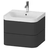 Тумба подвесная с раковиной c-shaped Duravit Happy D.2 Plus 57,5 х 49 см, графит суперматовый (HP4345O8080)