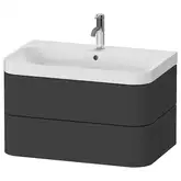 Тумба подвесная с раковиной c-shaped Duravit Happy D.2 Plus 77,5 х 49 см, графит суперматовый (HP4347O8080)