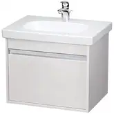 Тумба под умывальник Duravit D-code 60 см, матовый белый + раковина с 1 отв. 65 см + сифон, белый (KT006201818)