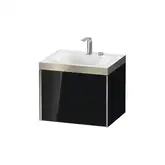 Тумба подвесная с раковиной c-bonded Duravit XViu 60 x 48 см, чёрный глянцевый (XV4609EB140P)