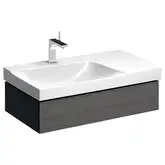 Тумба под раковину с полкой, с одним выдвижным ящиком Geberit Xeno² 880 х 462 мм, серый шпон (вырез под сифон слева) (500.513.43.1)
