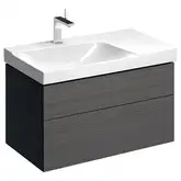 Тумба под раковину с двумя выдвижными ящиками Geberit Xeno² 880 х 462 мм, серый шпон (вырез под сифон слева) (500.515.43.1)
