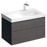 Тумба под раковину с двумя выдвижными ящиками Geberit Xeno² 880 х 462 мм, серый шпон (вырез под сифон справа) (500.516.43.1)