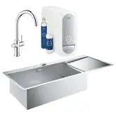 Набор Grohe мойка кухонная K1000 31581SD0 + смеситель Blue Home 31455001 (31581SD031455001)