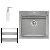 Набір 3 в 1 Qtap кухонна мийка DH5050 3.0/1.2 мм Satin + сушарка + дозатор для миючого засобу (QTDH5050SET3012)