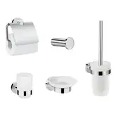 Набор аксессуаров 5-в1 Hansgrohe Logis (цвет - хром/стекло матовое, белое) (41723333)