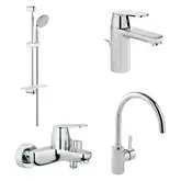 GROHE Набiр змiшувачiв Eurosmart Cosmopolitan 4 в 1, для ванни та кухні (126115MK)