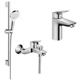 Набор смесителей для ванны 3-в-1 Hansgrohe Logis 100/Crometta (цвет - хром/белый) (10002019)