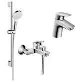 Набор смесителей для ванны 3-в-1 Hansgrohe Logis 70/ Crometta (цвет - хром/белый) (70002019)