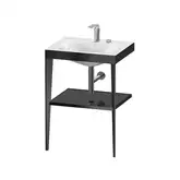 Металлическая консоль с раковиной c-bonded Duravit XViu 60 х 48 х h85 см, чёрный матовый/чёрный глянцевый (XV4714EB240)