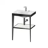 Металлическая консоль с раковиной c-bonded Duravit XViu 60 х 48 х h85 см, чёрный матовый/белый глянцевый (XV4714EB285)