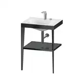 Металлическая консоль с раковиной c-bonded Duravit XViu 60 х 48 х h85 см, чёрный матовый/серый (XV4714EB289)