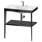 Металлическая консоль с раковиной c-bonded Duravit XViu 80 х 48 х h85 см, чёрный матовый/чёрный глянцевый (XV4715EB240)