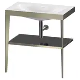 Металлическая консоль с раковиной c-bonded Duravit XViu 80 х 48 х h85 см, матовое шампанское/чёрный глянецевый (XV4715NB140)