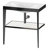Металлическая консоль с раковиной c-bonded Duravit XViu 80 х 48 х h85 см, чёрный матовый/белый глянцевый (XV4715NB285)