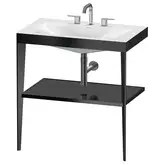 Металлическая консоль с раковиной c-bonded Duravit XViu 80 х 48 х h85 см, чёрный матовый/чёрный глянецевый (XV4715TB240)