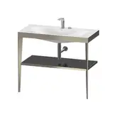 Металлическая консоль с раковиной c-bonded Duravit XViu 100 х 48 х h85 см, матовое шампанское/чёрный глянцевый (XV4716EB140)