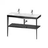 Металлическая консоль с раковиной c-bonded Duravit XViu 120 х 48 х h85 см, чёрный матовый/чёрный глянцевый (XV4718OB240)