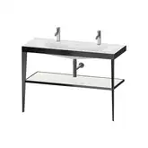 Металлическая консоль с раковиной c-bonded Duravit XViu 120 х 48 х h85 см, чёрный матовый/белый глянцевый (XV4718OB285)