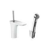 Набор для биде Hansgrohe PuraVida (цвет - хром/белый), с донным клапаном Push-Open (15275400)