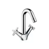 Смеситель для раковины, двухвентильный Hansgrohe Logis (цвет - хром), с донным клапном (71270000)