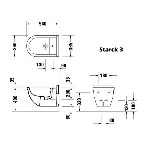 Биде подвесное Duravit Starck 3 54х36,5 см (2230150000) фото 3 Aquada.com.ua Биде подвесное Duravit Starck 3 54х36,5 см (2230150000) фото 3 Aquada.com.ua