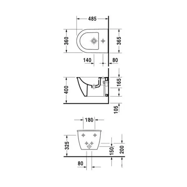 Биде подвесное Duravit Darling New 48,5х36,5 см, цвет белый (укороченное) (2256150000) фото 3 Aquada.com.ua