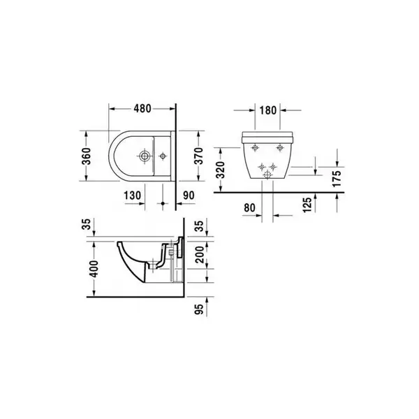 Биде подвесное Duravit Starck 3 48х37 см (2281150000) фото 4 Aquada.com.ua Биде подвесное Duravit Starck 3 48х37 см (2281150000) фото 4 Aquada.com.ua