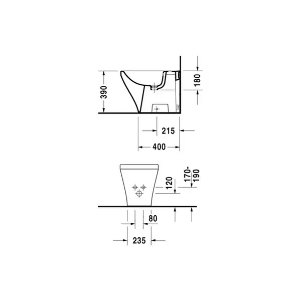 Биде напольное Duravit DuraStyle 57х37 см, цвет белый (2284100000) фото 5 Aquada.com.ua