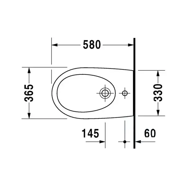 Подвесное биде Duravit Architec, с 1 отверстием для смесителя (2531150000) фото 4 Aquada.com.ua